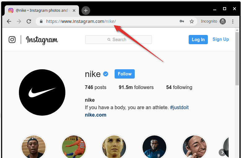 How can a person get his own Instagram link address or Instagram URL?