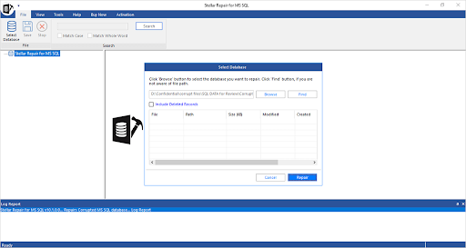 Step 2: After selecting the SQL database MDF file, click Repair.