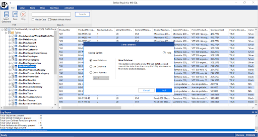 Step 7: Select an option to save the repaired SQL database file and click Next.