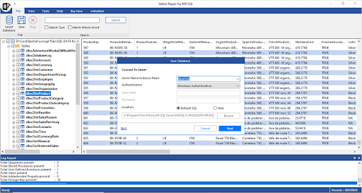 Step 8: Enter details to connect to the SQL Server to save the repaired MDF file and click Next.